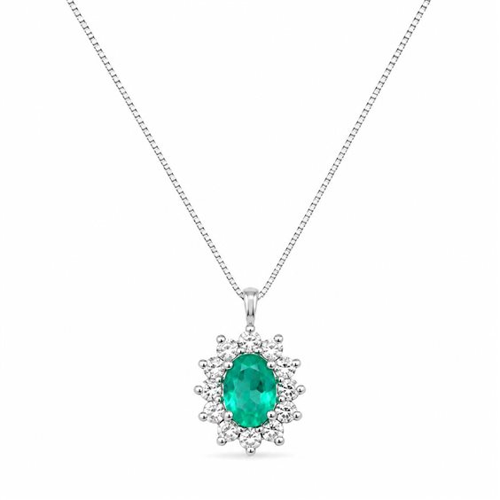Collana Donna Oro Donna in Oro bianco Smeraldi+Diamanti 0.45 Ct LPE12915.004 - LPE12915.004